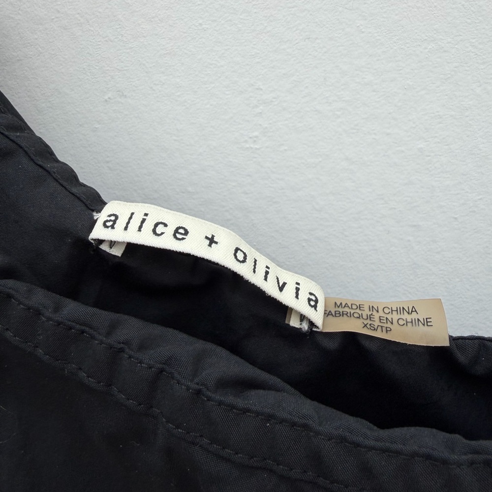 Alice + Olivia Black One Shoulder Ruffle Top | Chic Asymmetrical Blouse - Picture 3 of 7